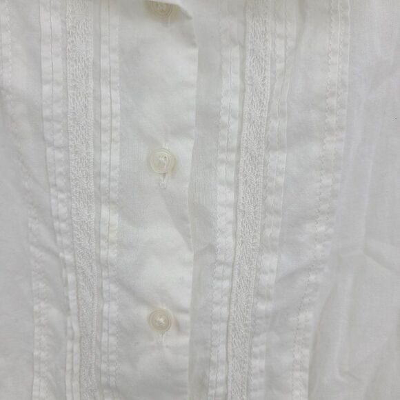 Levi's Top Womens M Cottage Core Country Pintuck Pleat Lace Button Up White - Picture 5 of 11